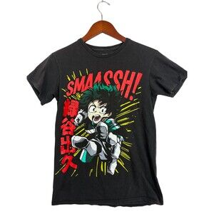 My Hero Academia Deku Smash T-Shirt Youth S Black Anime Izuku Midoriya Graphic